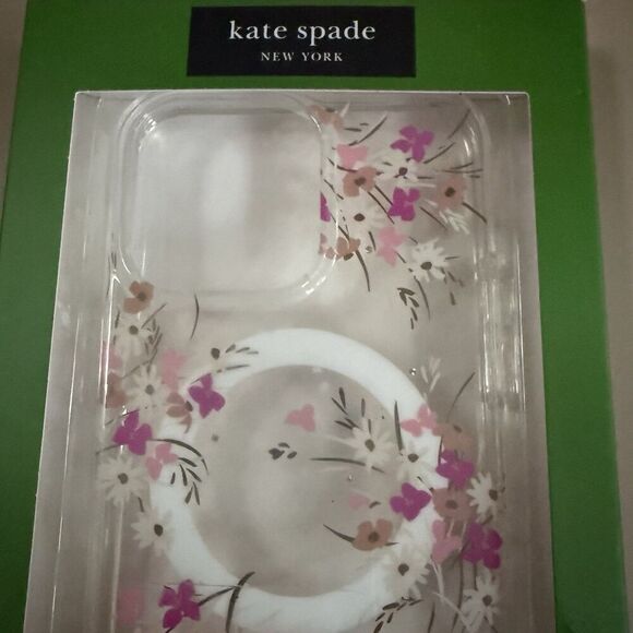 Kate Spade Protective Magsafe Case iPhone 15 Pro Max Pink Purple Flowers New - Picture 3 of 4